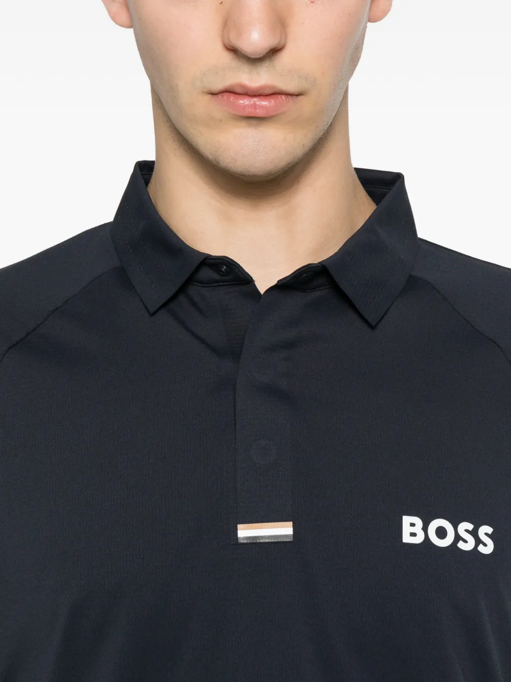 BOSS T-shirt met logo-print en raglan mouwen Blauw