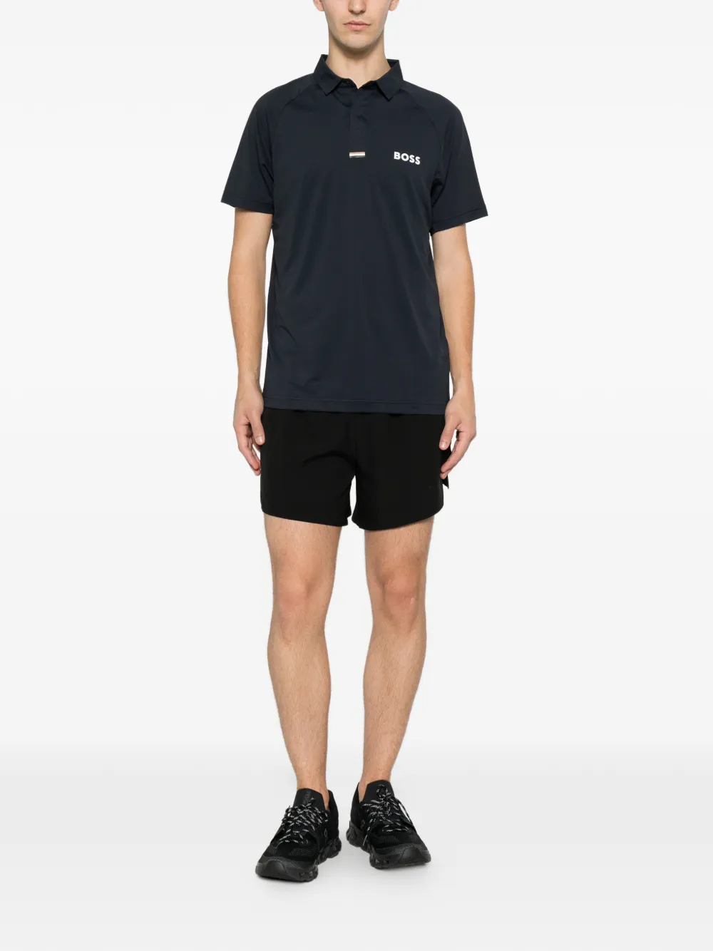 BOSS T-shirt met logo-print en raglan mouwen Blauw