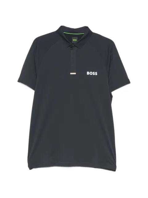 BOSS logo-print raglan-sleeve polo shirt