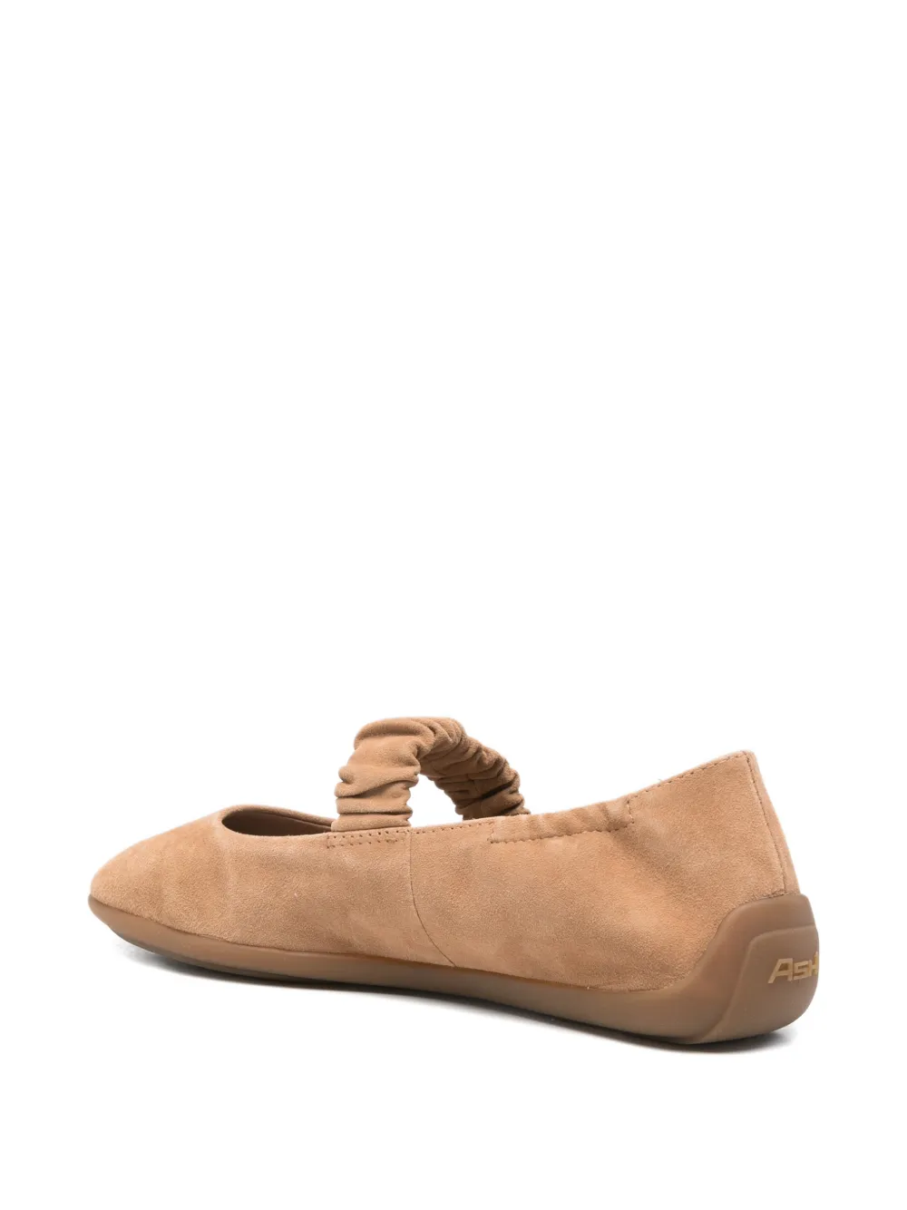 Ash Maya ruched-strap suede ballet flats Bruin