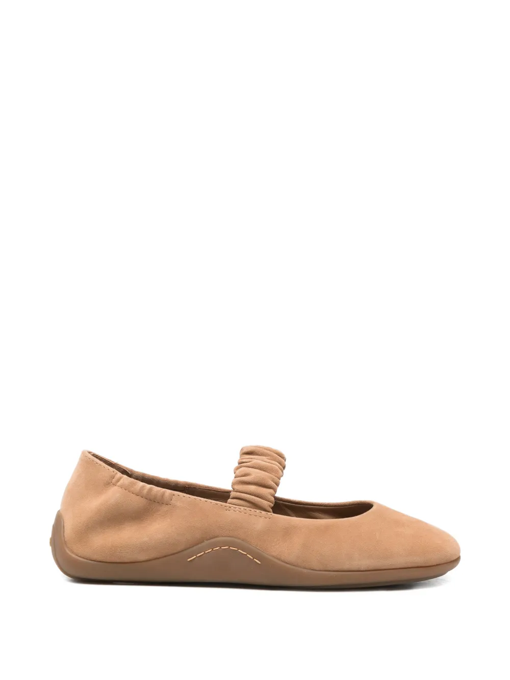 Ash Maya ruched-strap suede ballet flats - Marrone