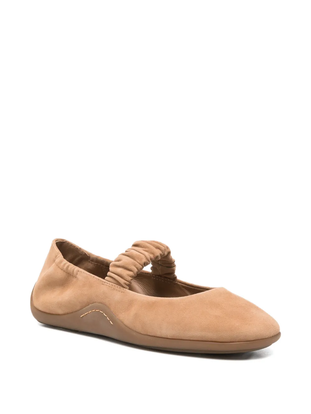 Ash Maya ruched-strap suede ballet flats Bruin