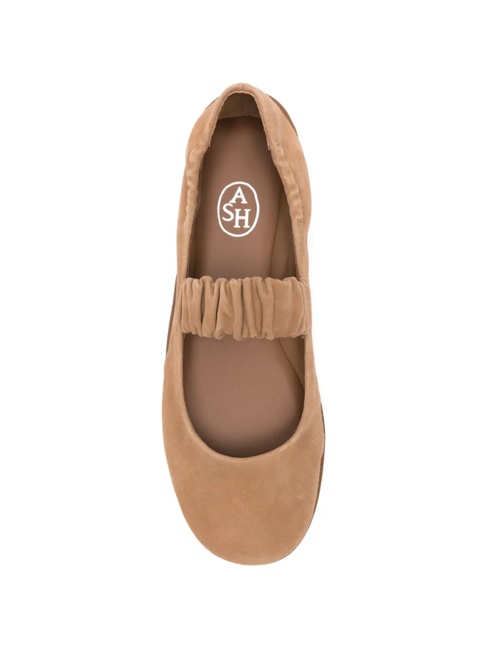 Ash Maya ruched-strap suede ballet flats Bruin