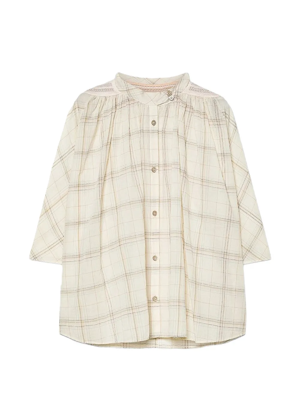 Forte Forte tartan-pattern macrame-embroidered shirt - White