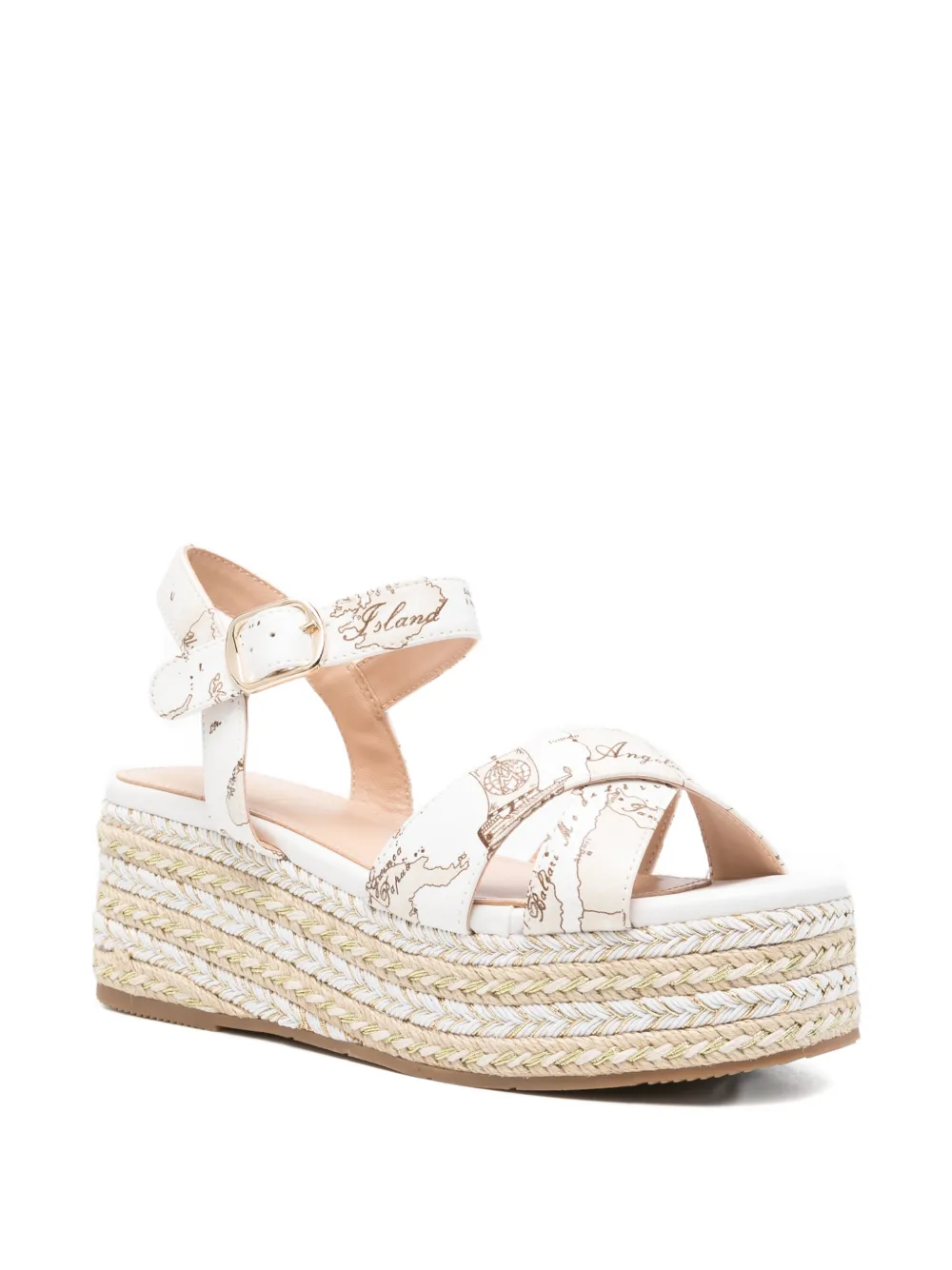 ALVIERO MARTINI 1° CLASSE Geo Map gevlochten sandalen Wit