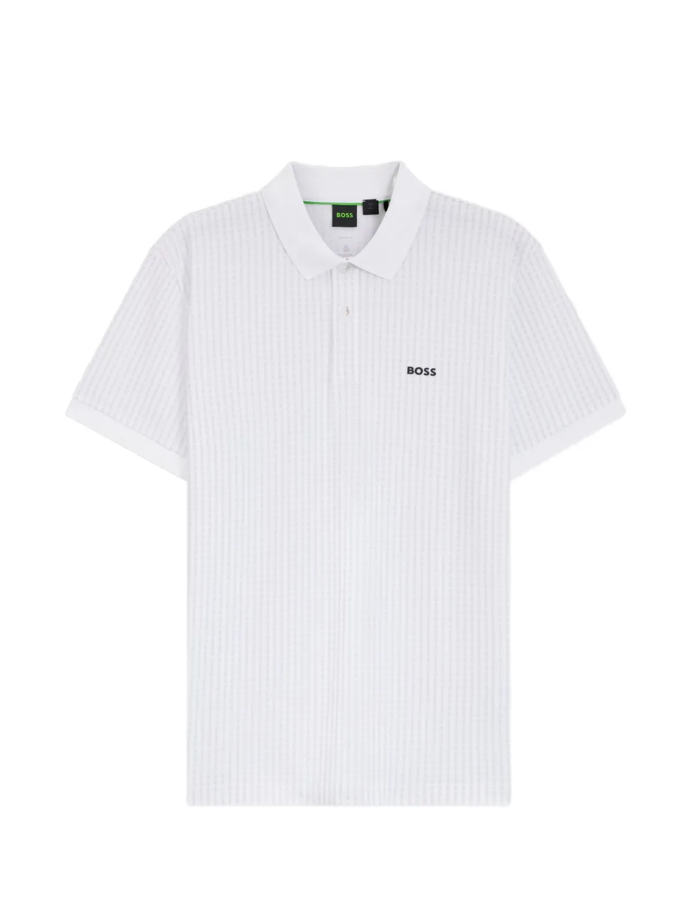 BOSS check-pattern logo-patch polo shirt - Bianco