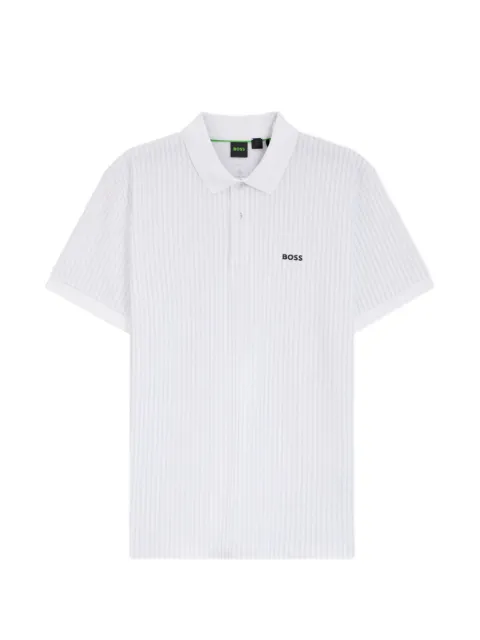 BOSS cotton-piqué polo shirt with all-over print