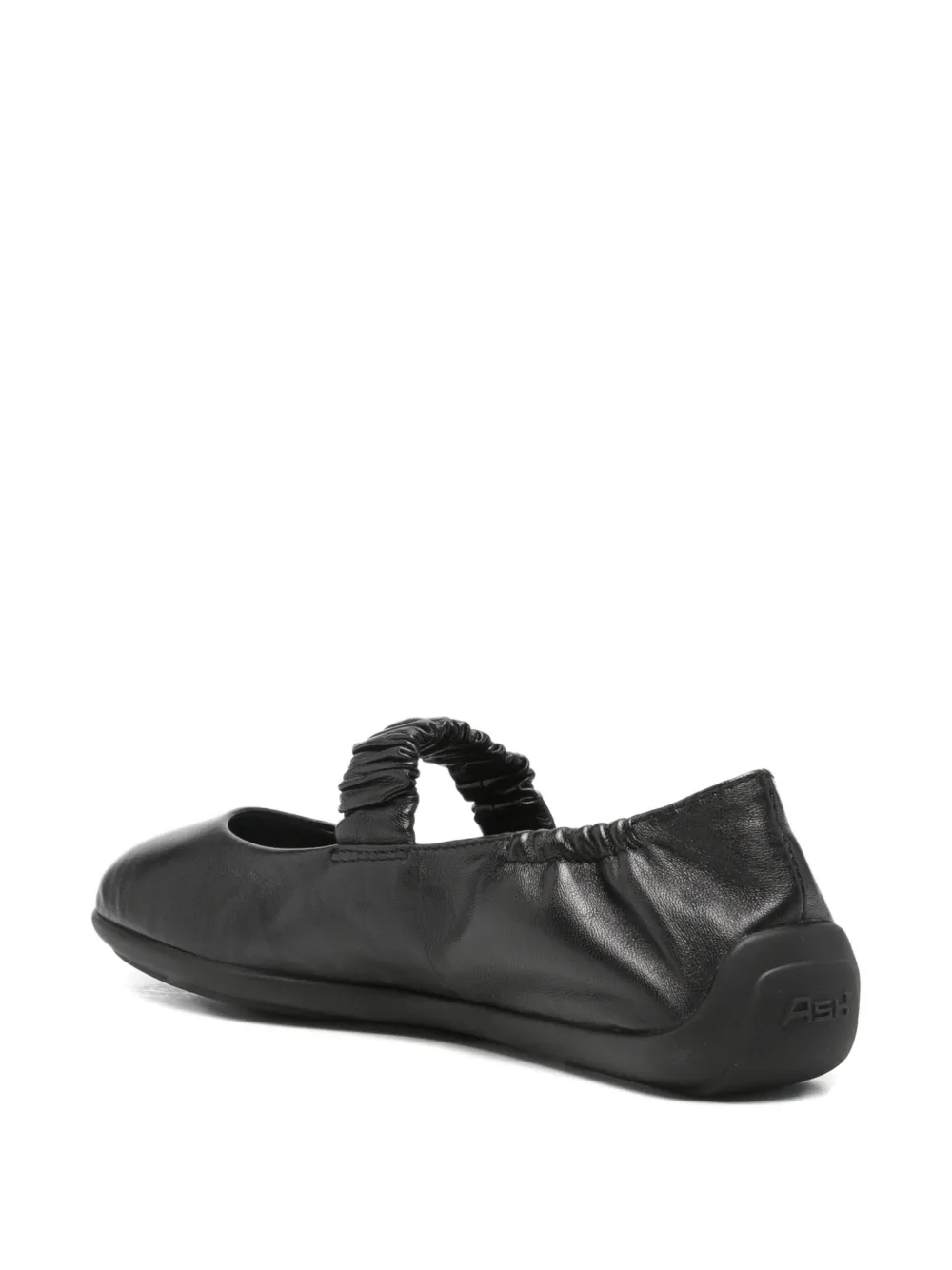 Ash ruched-strap leather ballet flats Zwart