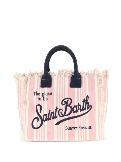 MC2 Saint Barth Colette striped frayed-edge beach bag