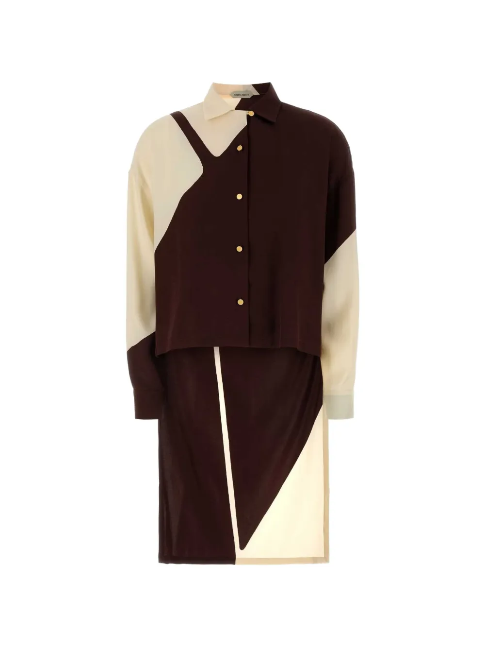 Alberta Ferretti colour-block long-sleeve shirt - Marrone