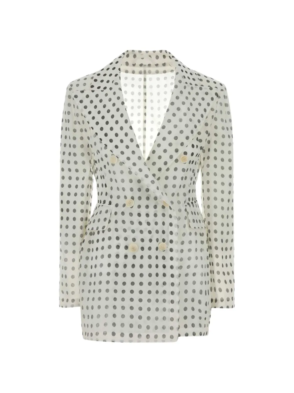 Ermanno Scervino double-breasted polka-dot silk blazer - White