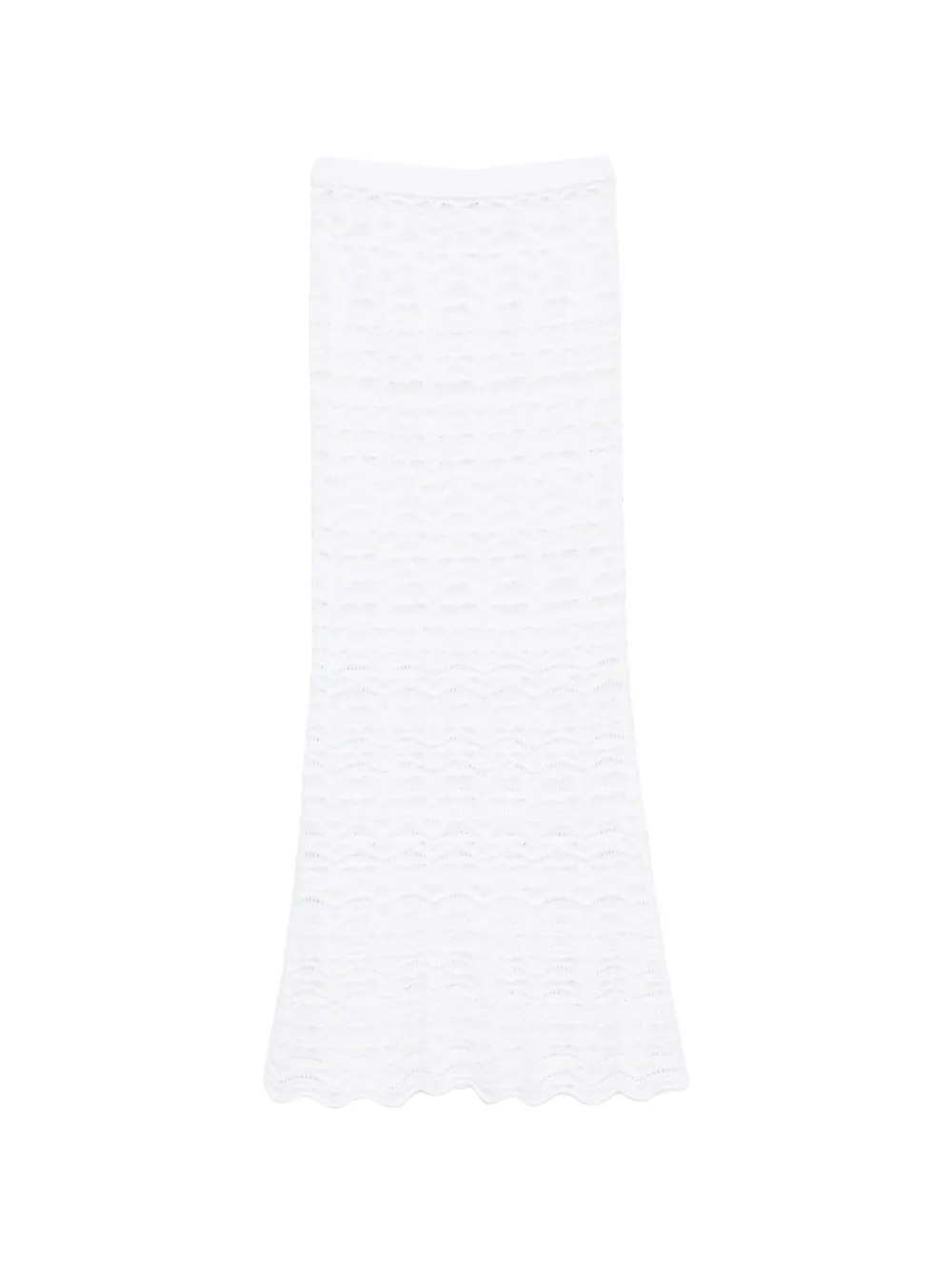 D.Exterior zigzag-knit scalloped-edge maxi skirt - Bianco