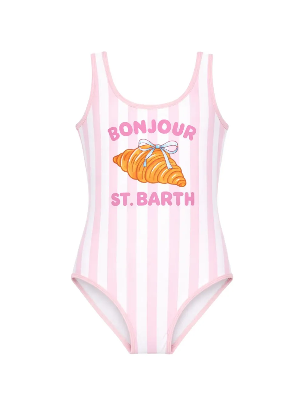 MC2 Saint Barth Kids Cara striped graphic-print swimsuit - Bianco