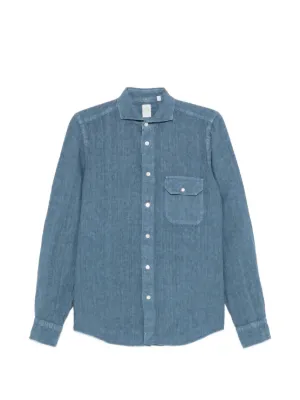 新品 Finamore 1925 Napoli 長袖シャツ 38 Finamore 1925 Napoli check-pattern long-sleeve Shirt | Blue | FARFETCH
