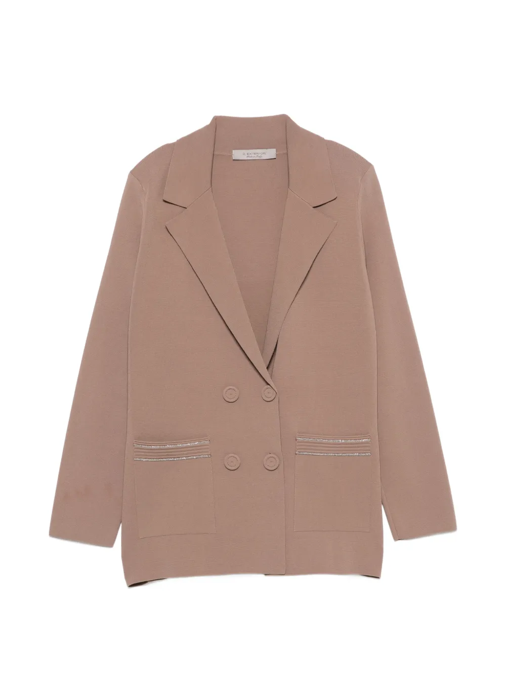 D.Exterior double-breasted embellished blazer - Nude