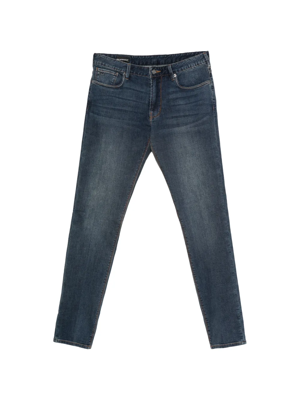 Emporio Armani faded-effect logo-plaque jeans - Blu