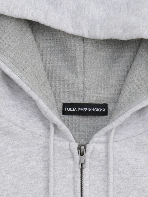 GOSHA RUBCHINSKIY waffle-lined zip-up Hoodie | Grey | FARFETCH AO