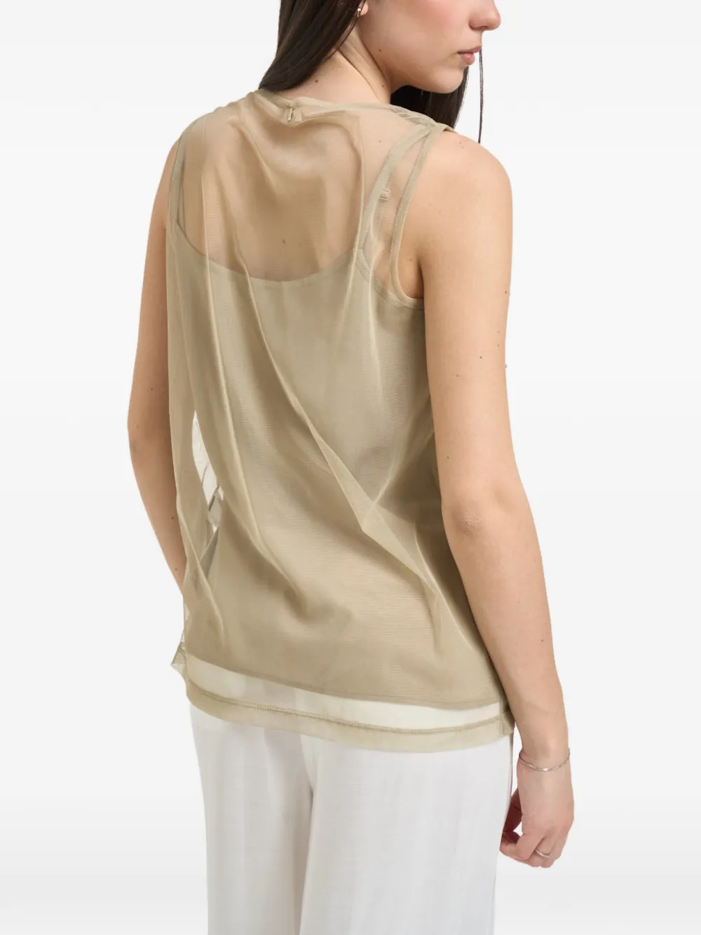 LIU JO Tulen top met borduurwerk Beige