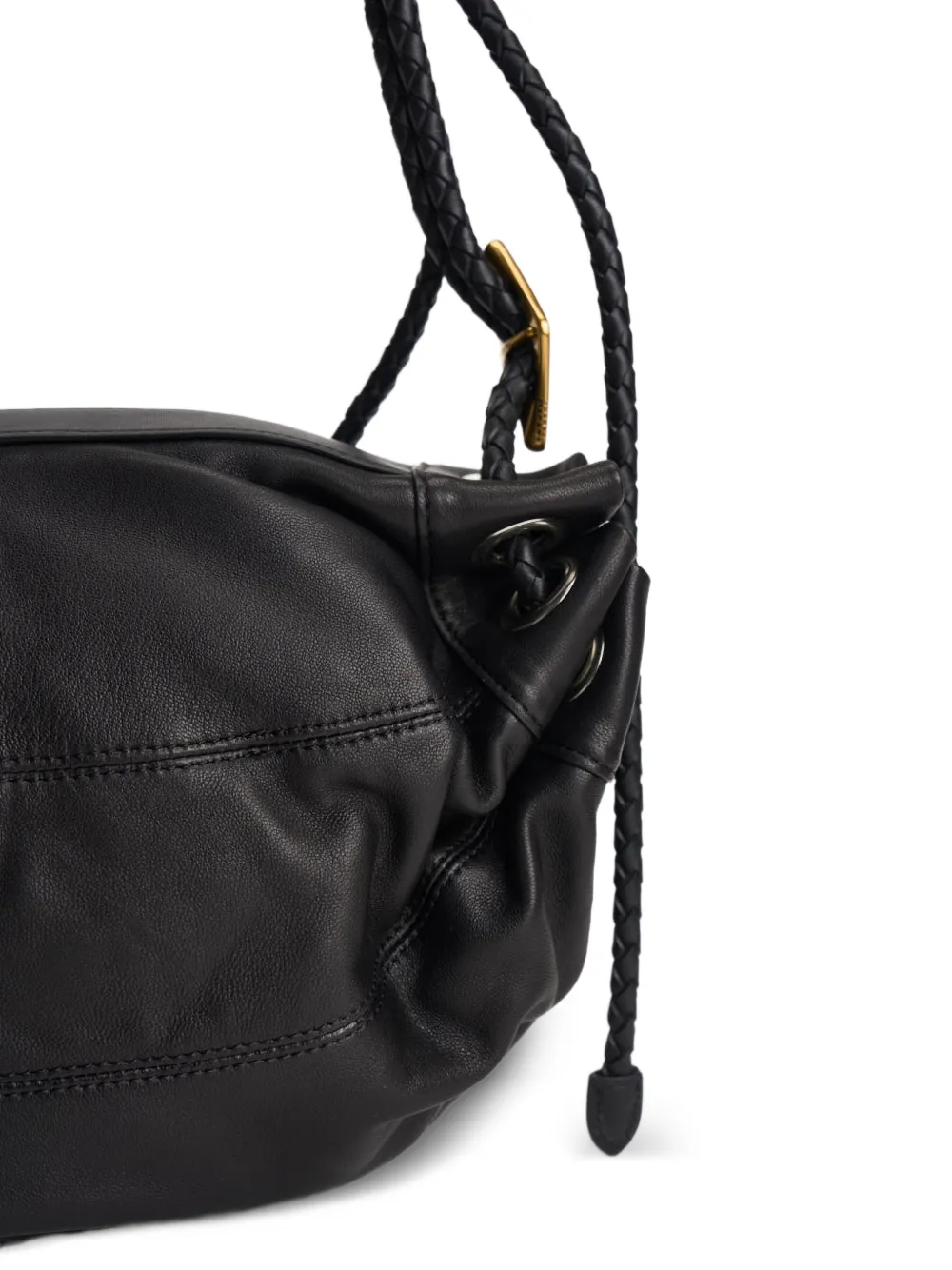 ISABEL MARANT Medium Maia geknoopte leren schoudertas met gevlochten band Zwart
