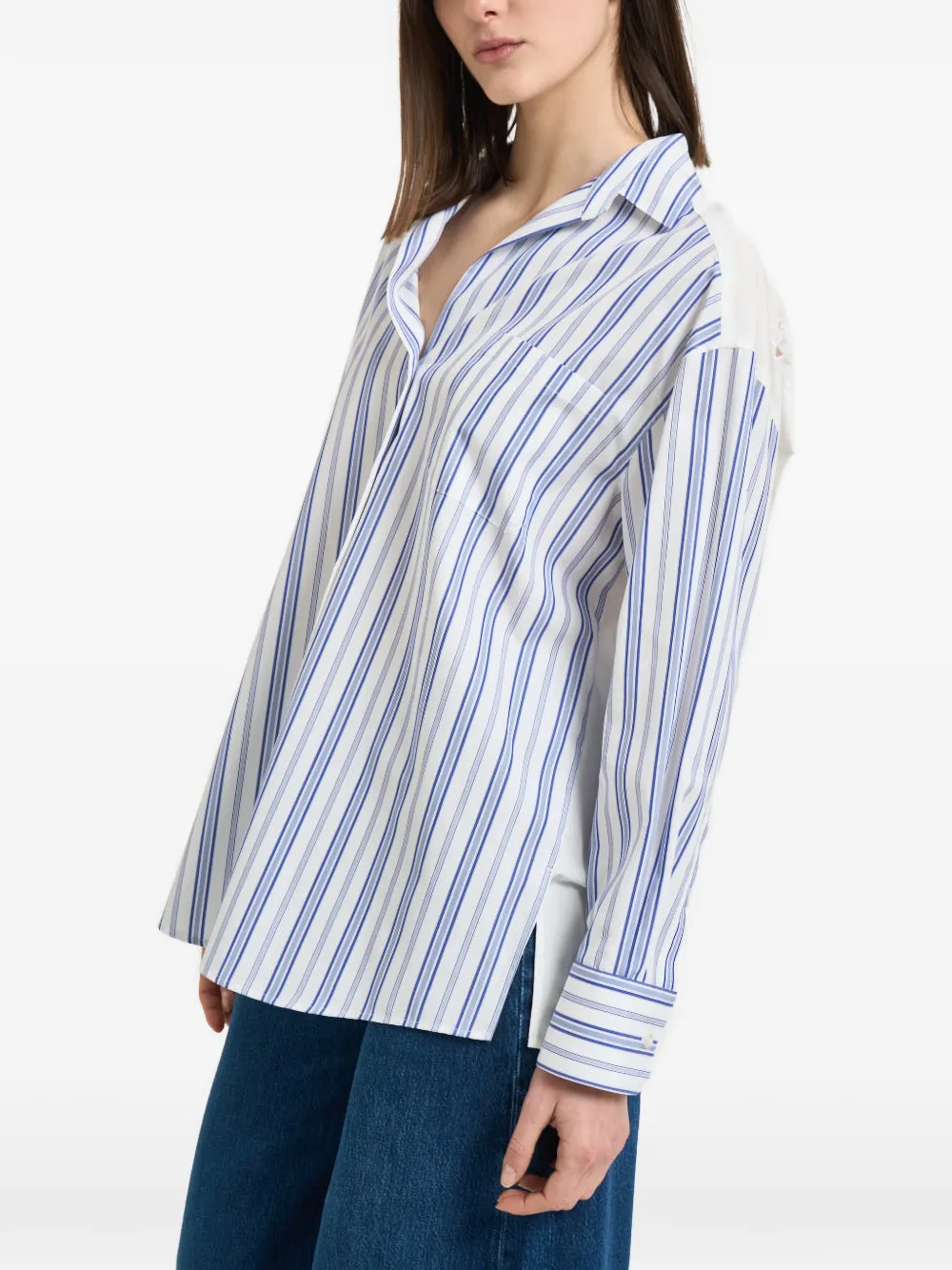  Weekend Max Mara Camisa A Rayas Con Botones - Azul 