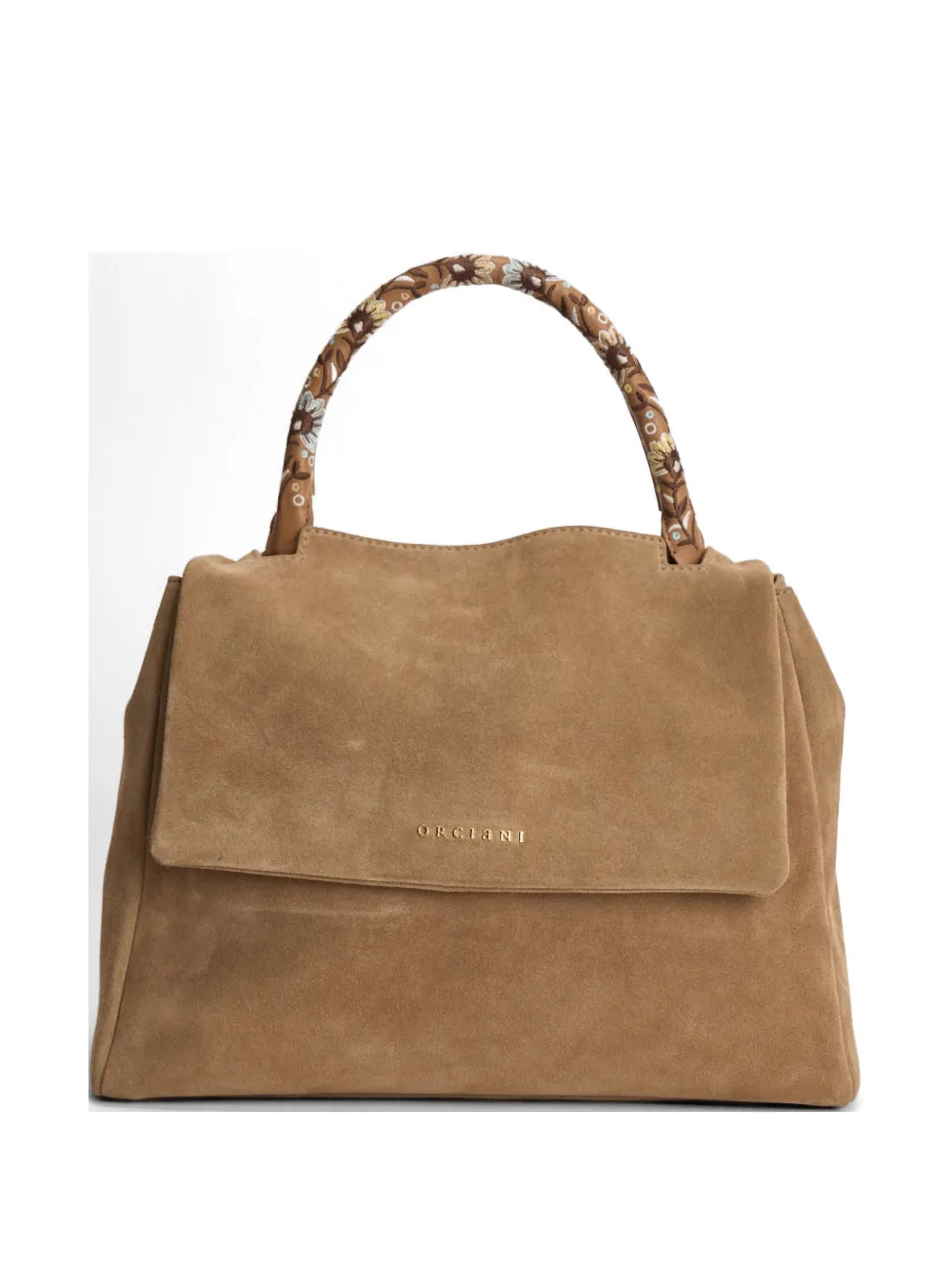 Orciani embroidered-handle suede shoulder bag - Toni neutri