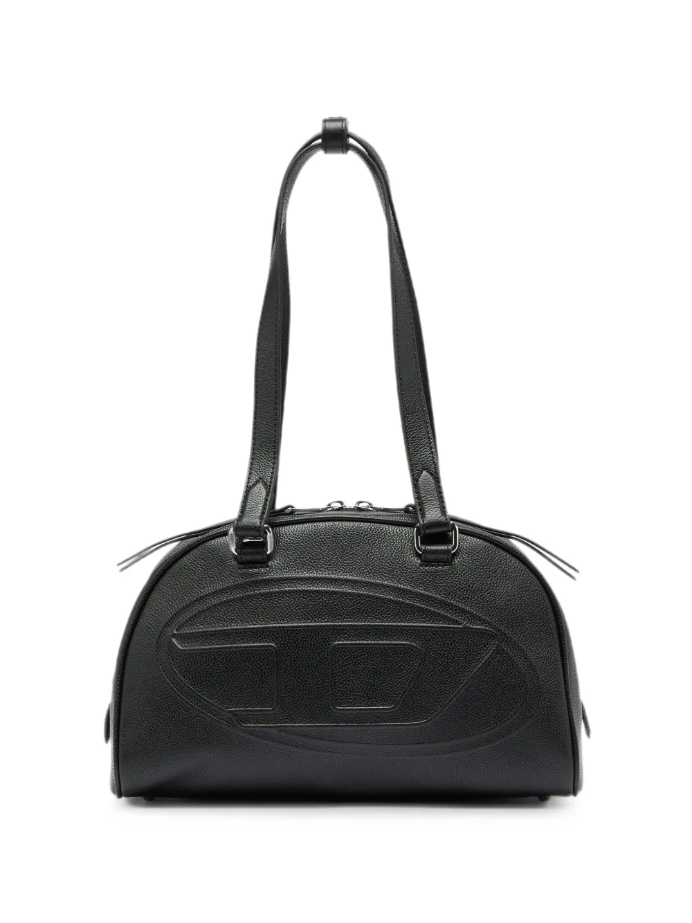 Diesel 1DR Dome leather Boston bag with embossed logo - Nero