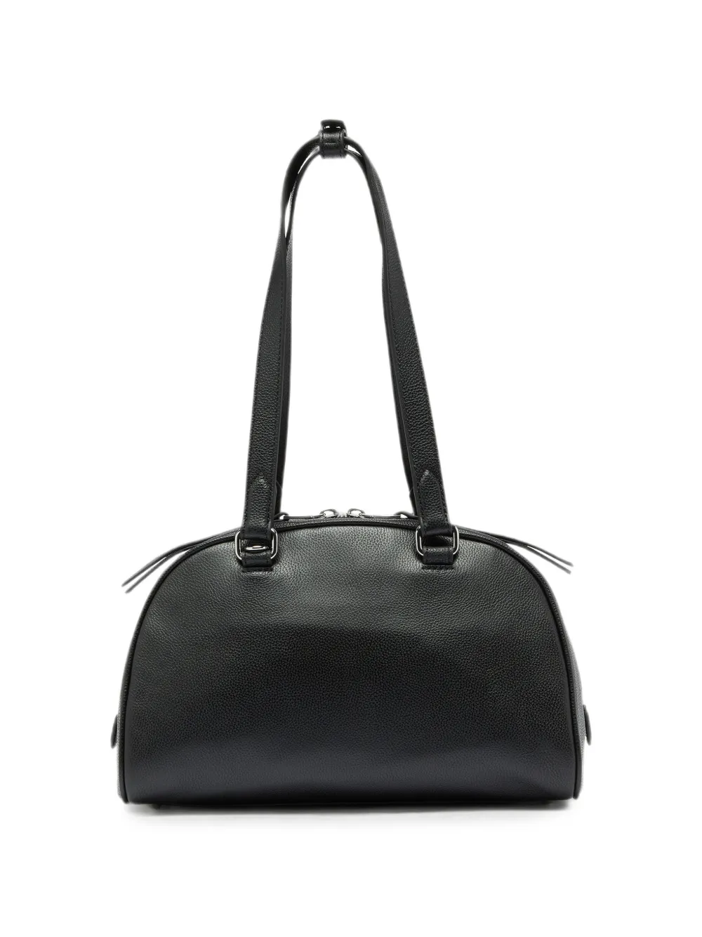 Diesel 1DR Dome Boston leren tas met logo-reliëf Zwart