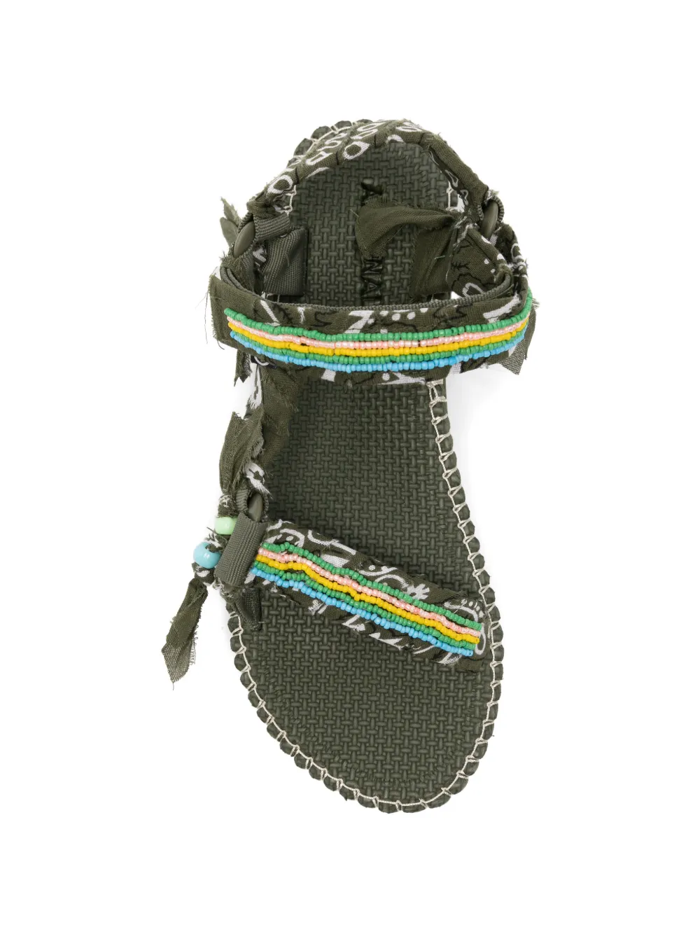 Arizona Love Trekky Stitch bead-embellished bandana-print sandals Groen