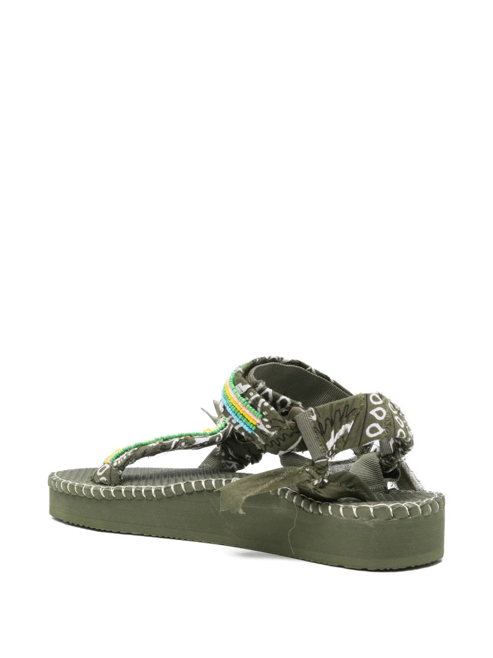 Arizona Love Trekky Stitch bead-embellished bandana-print sandals Groen
