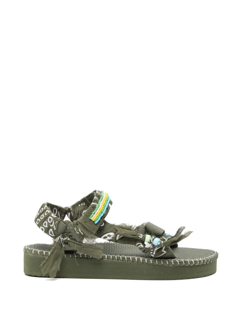 Arizona Love Trekky Stitch bead-embellished bandana-print sandals Groen
