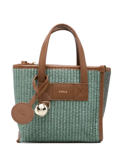 Furla woven leather-trim mini bag