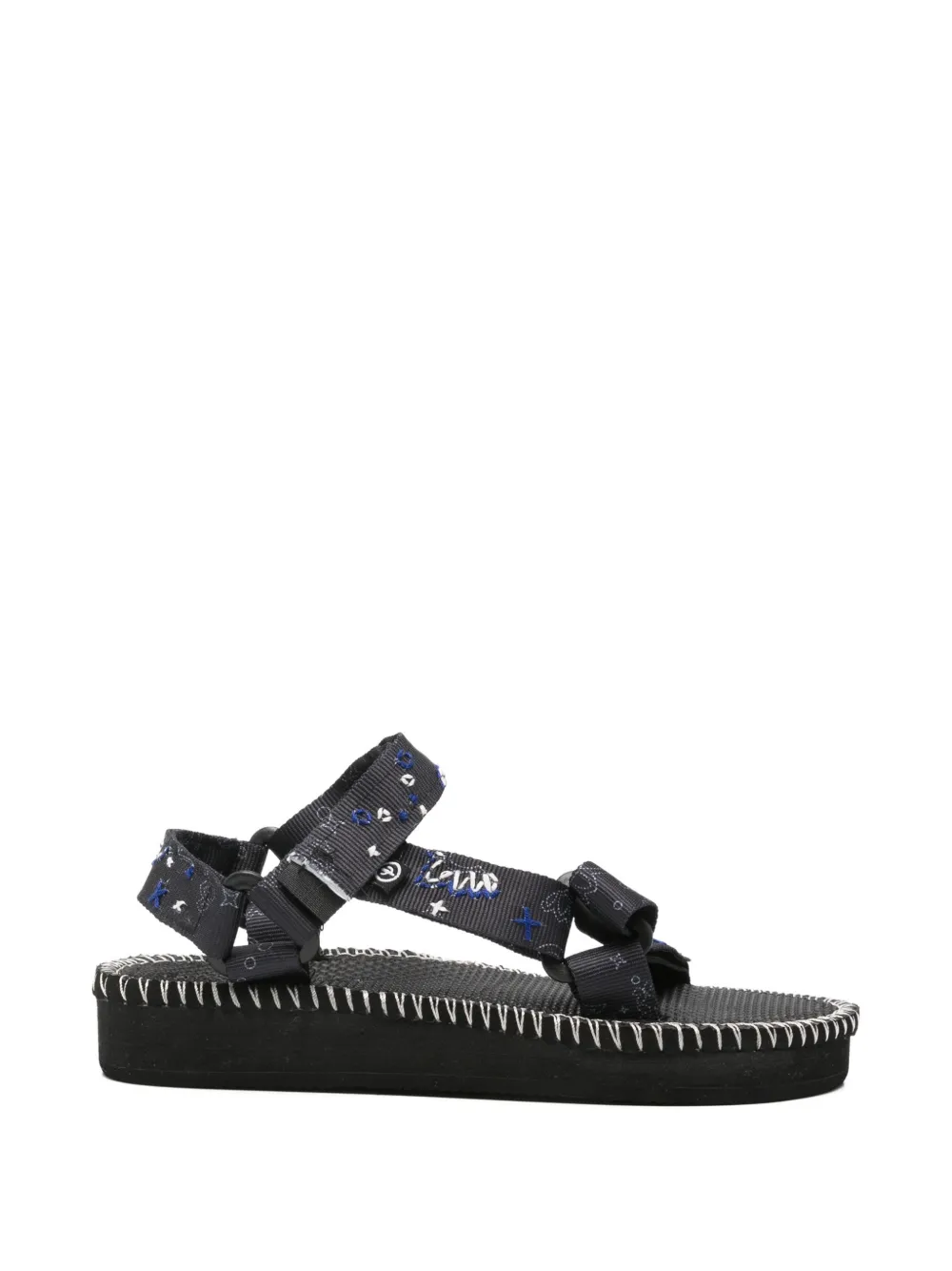 Arizona Love Trekky embroidered blanket-stitched sandals Blauw
