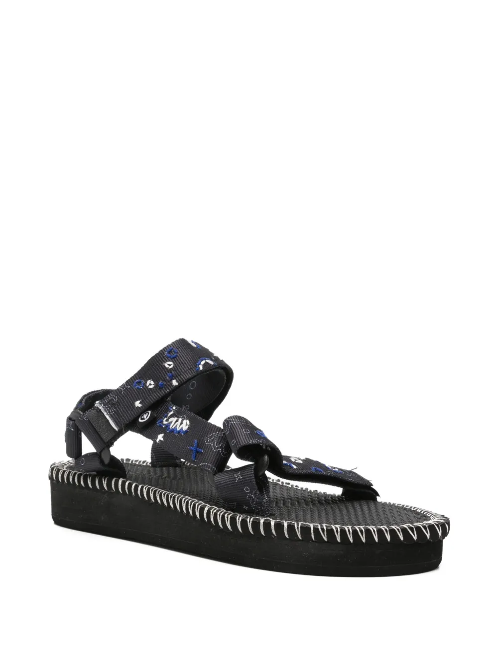 Arizona Love Trekky embroidered blanket-stitched sandals Blauw