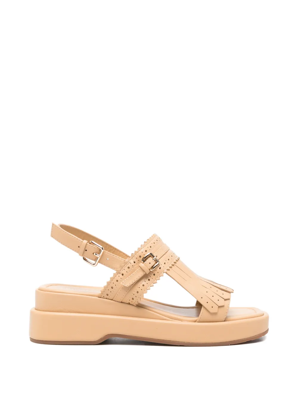 Bruno Premi fringe-detail perforated sandals Beige