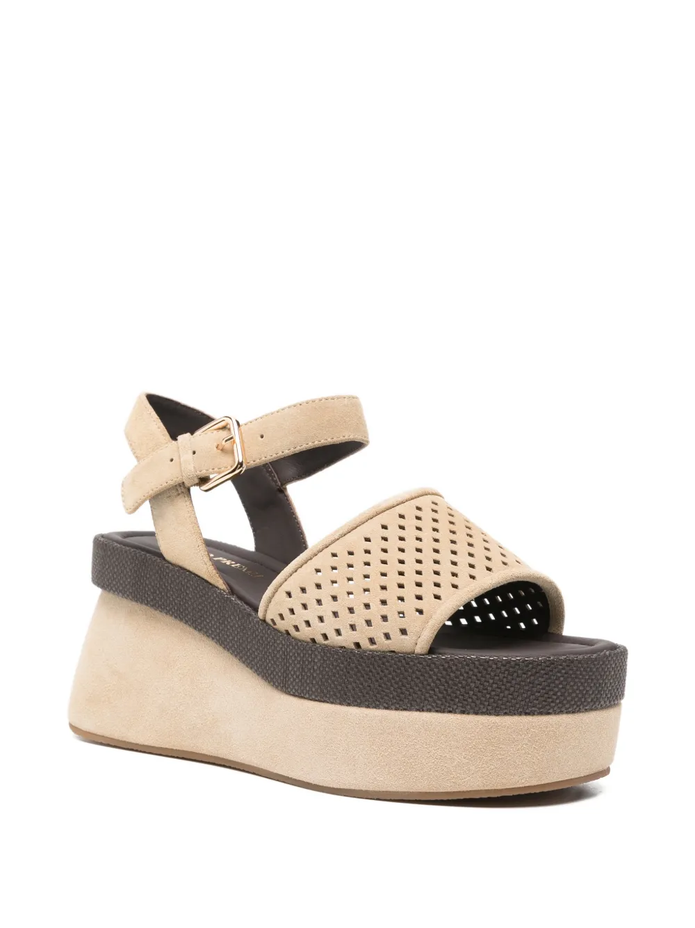 Bruno Premi perforated suede sandals Beige