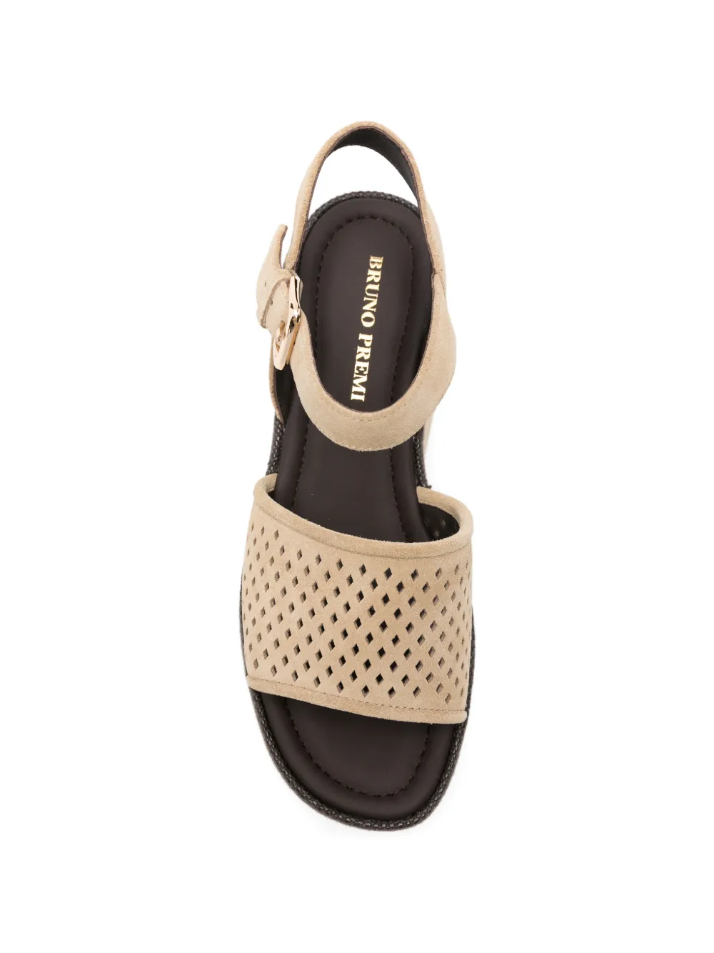 Bruno Premi perforated suede sandals Beige