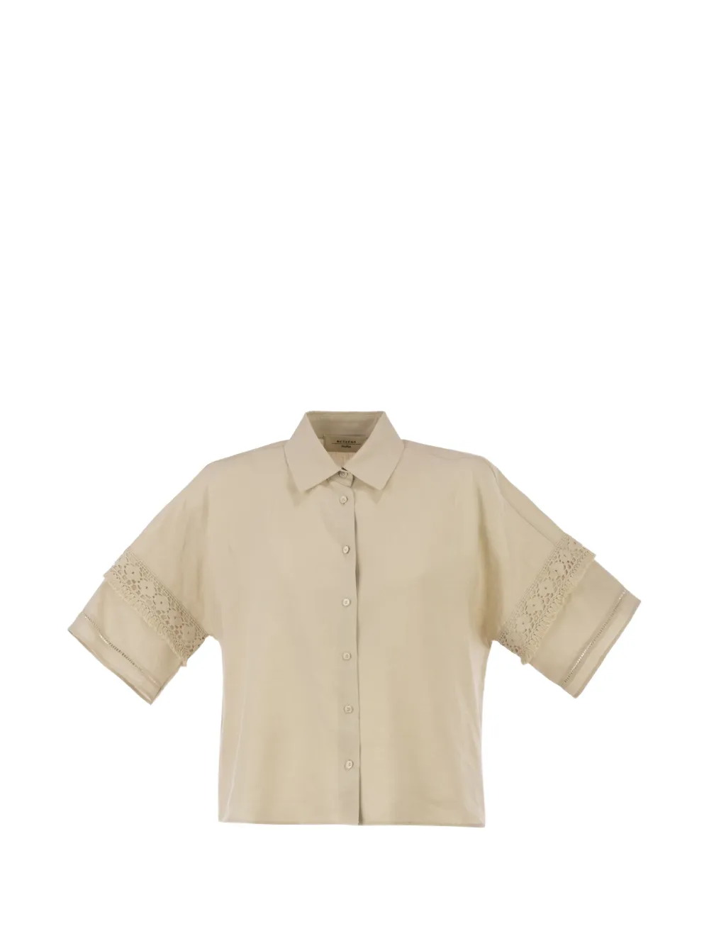 Weekend Max Mara lace-insert linen shirt - Nude