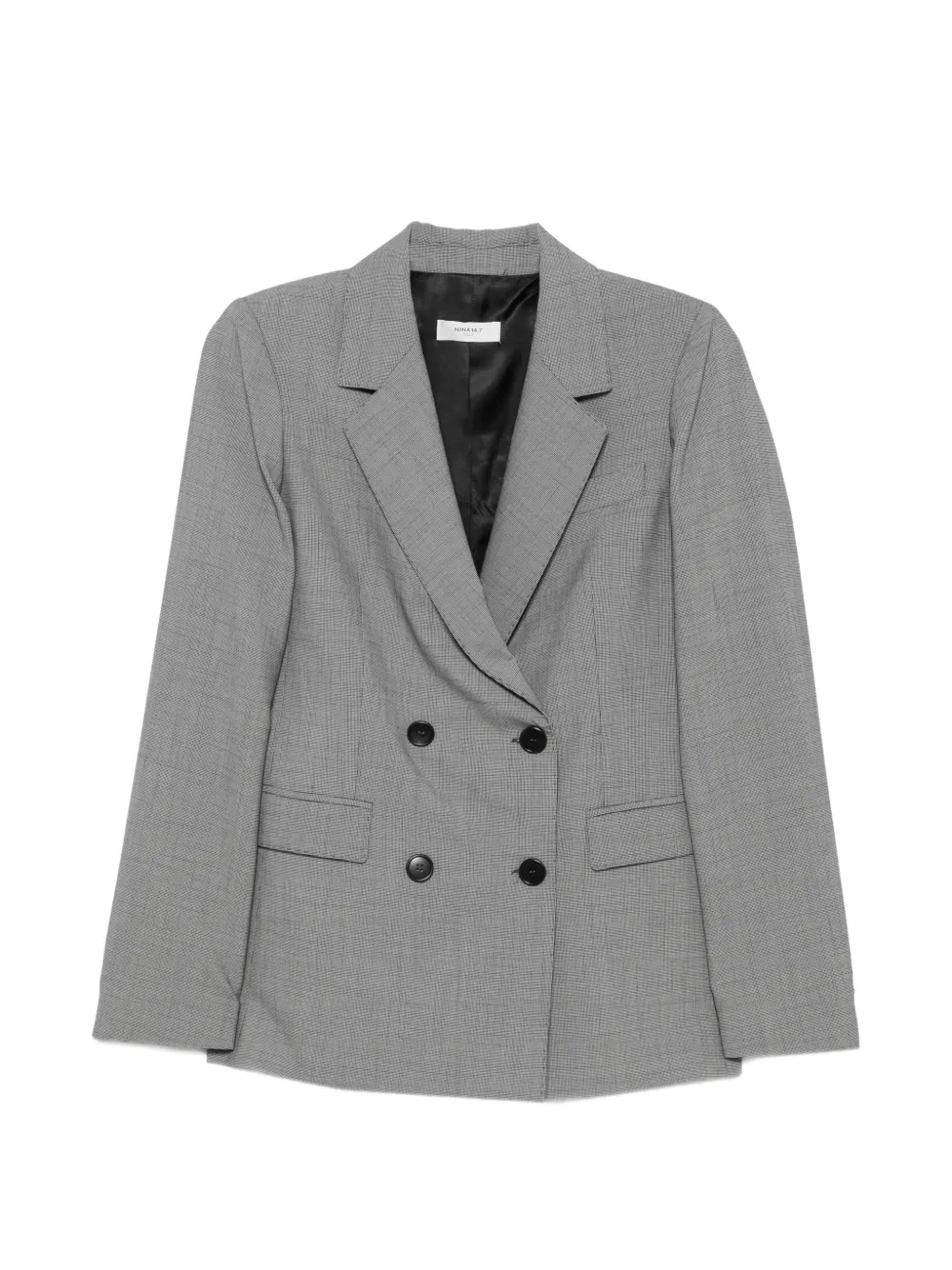 NINA 14.7 double-breasted micro-check blazer - Black