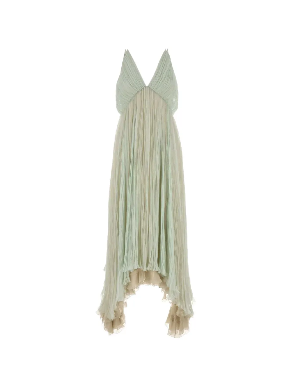 Alberta Ferretti pleated asymmetric-hem dress - Verde