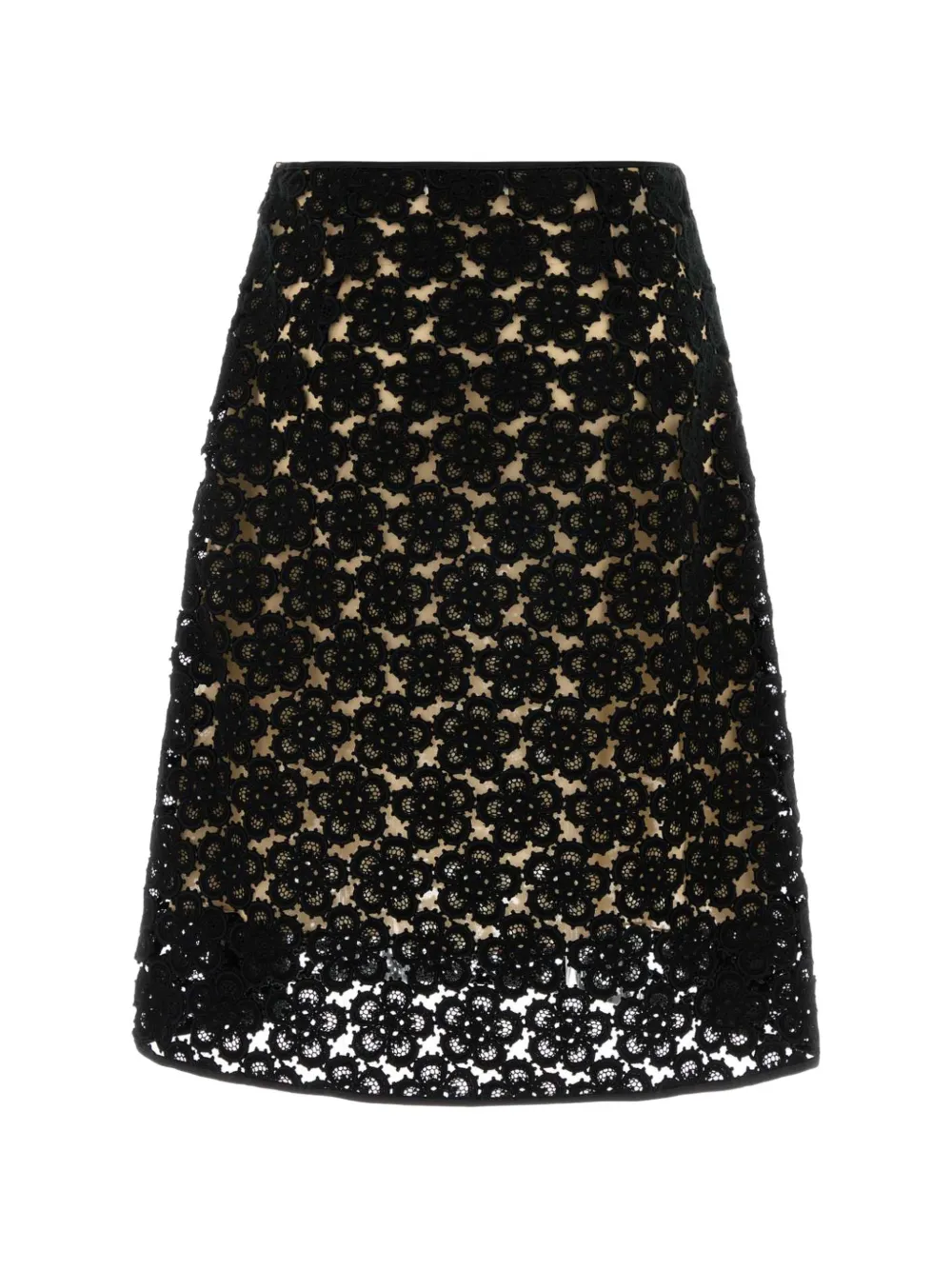 Miu Macramé midi-rok met bloemenprint Zwart