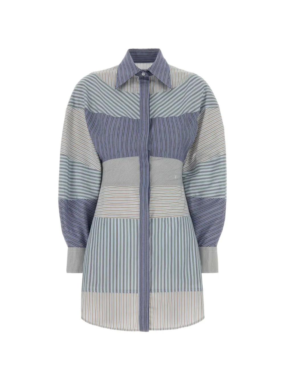 Moschino patchwork striped mini shirt dress - Blu