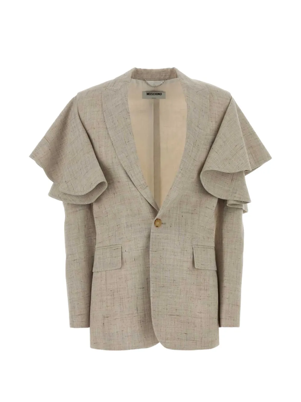 Moschino ruffled-sleeve blazer - Nude