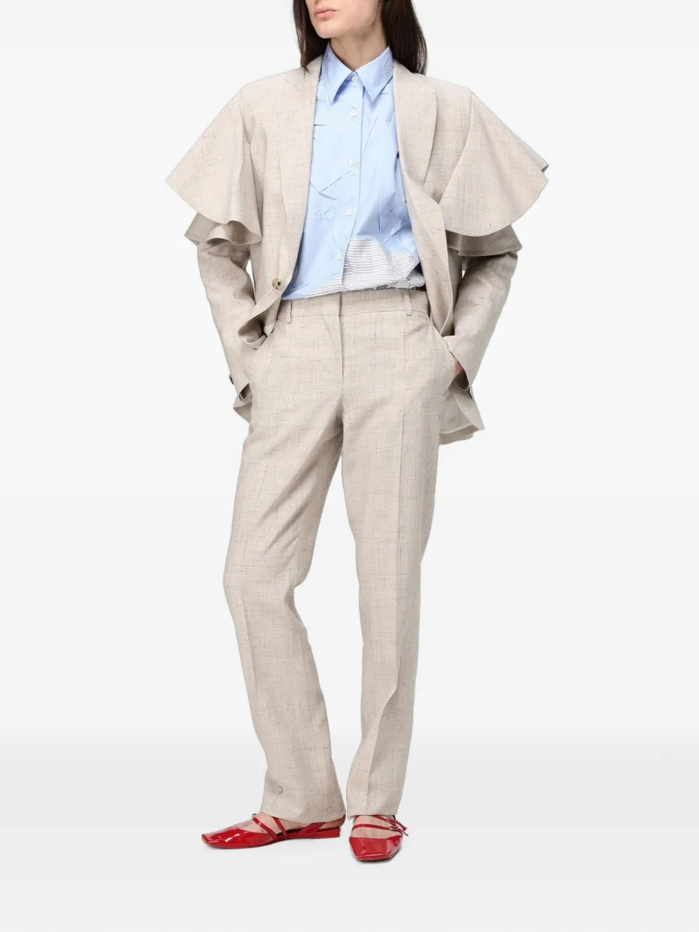 Moschino Blazer met ruchemouwen Beige