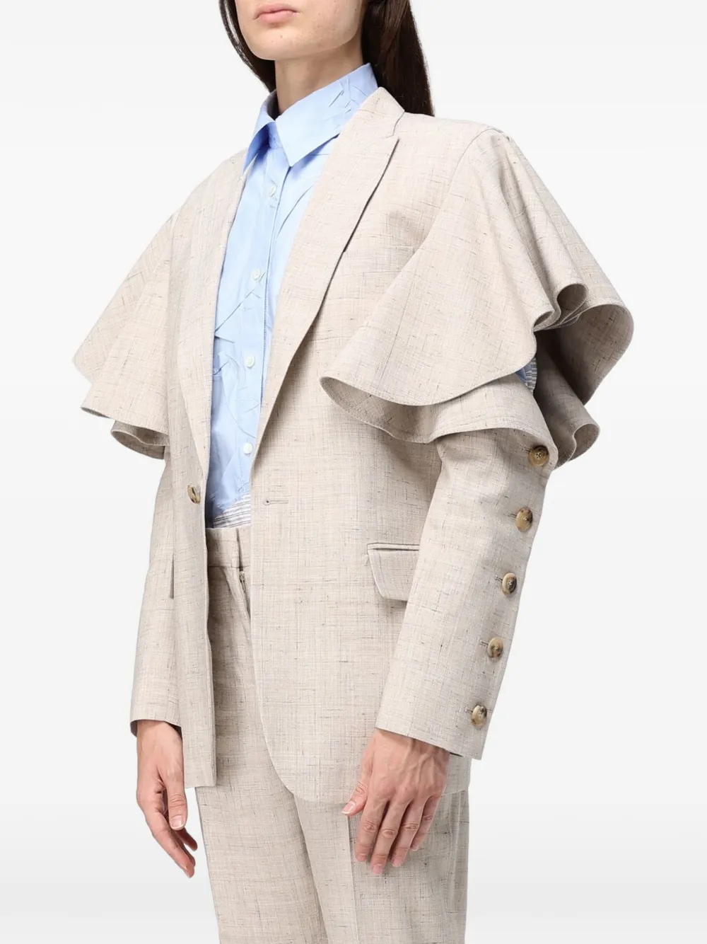 Moschino Blazer met ruchemouwen Beige