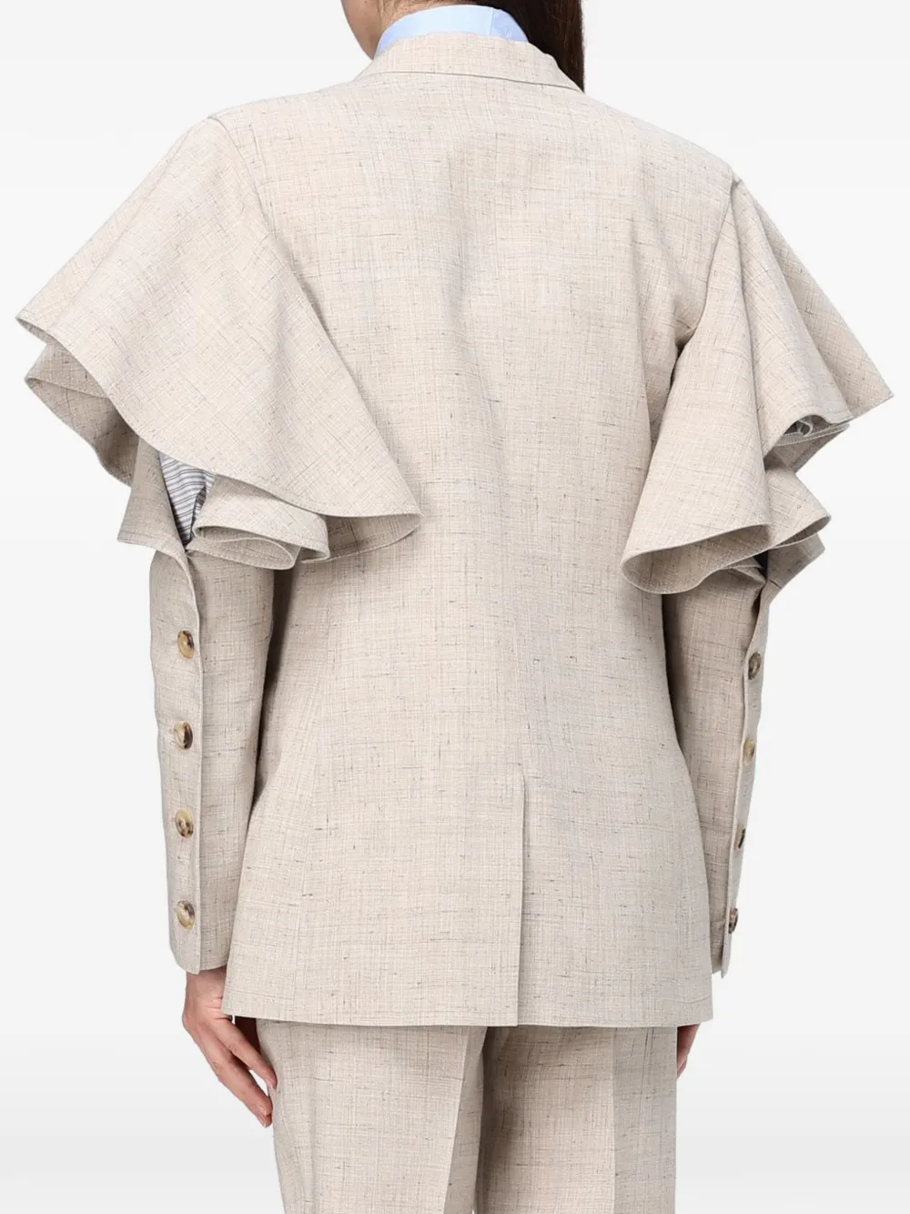 Moschino Blazer met ruchemouwen Beige