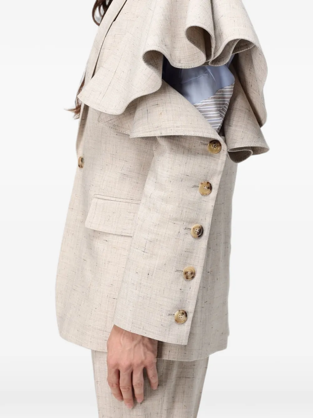 Moschino Blazer met ruchemouwen Beige