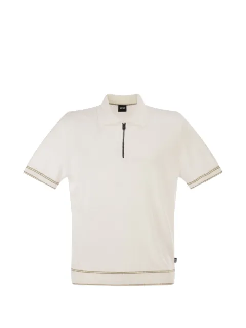 BOSS half-zip striped-trim polo shirt