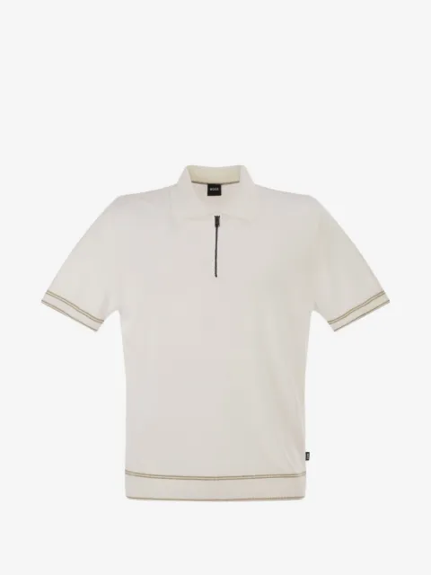 BOSS half-zip striped-trim polo shirt