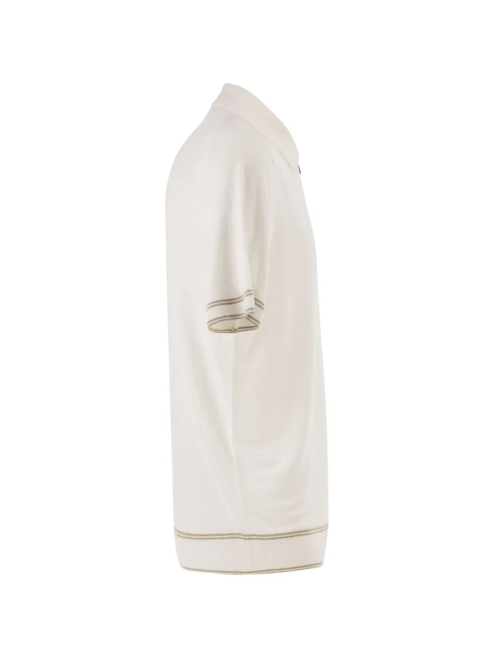BOSS Poloshirt met halve rits en gestreepte afwerking Beige