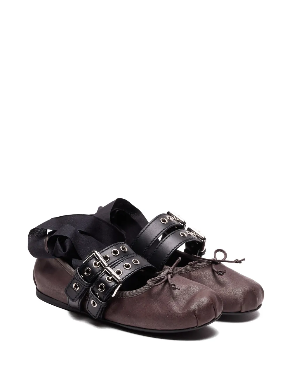 Miu buckle-strap lace-up ballet flats Bruin